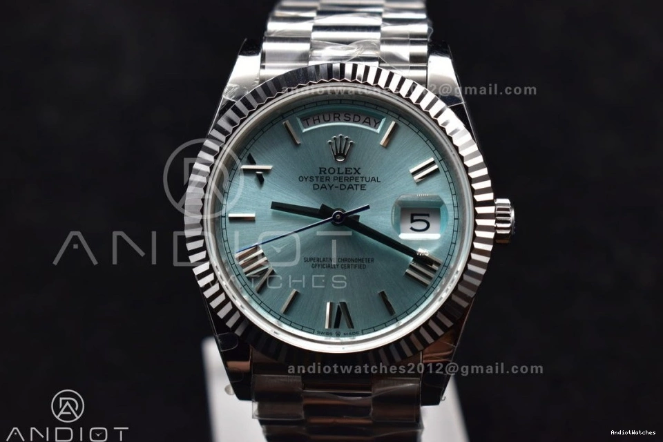 On 904L V Iced 40 Blue A3255 SS GMF Roman 715 President Sporty Steel Bracelet Markers Dial DayDate 1109